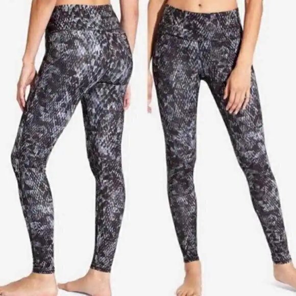 Athleta Chaturanga Mid Rise Cobra Full Length Leggings 457917 S Gray/Black - Picture 1 of 16